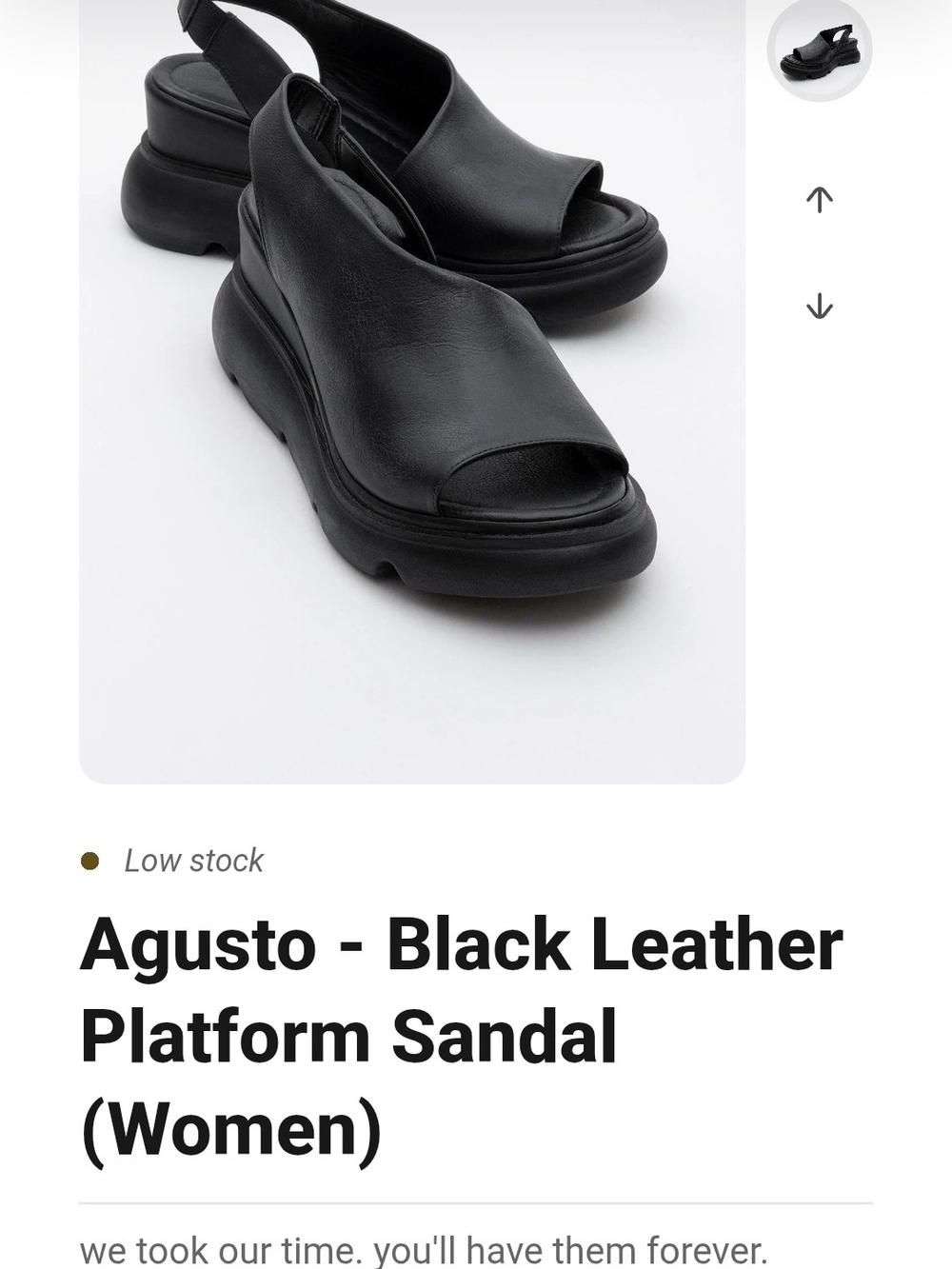Black Leather Platform Sandal - Women Size 8
